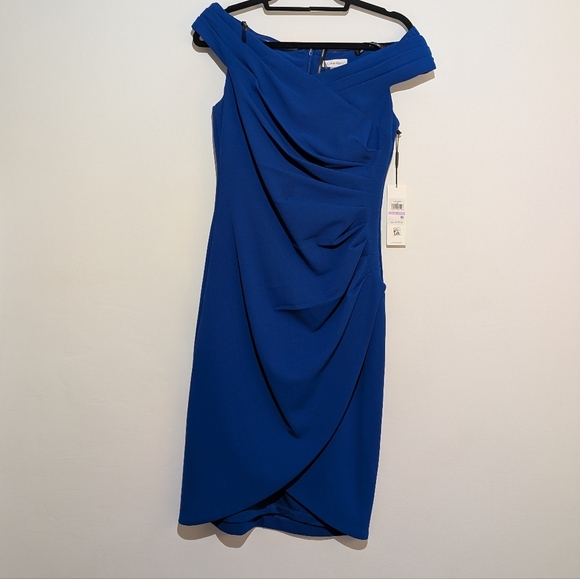 CALVIN KLEIN ROYAL BLUE WOMEN'S SLEEVELESS STARBURST SHEATH DRESS - Picture 9 of 10